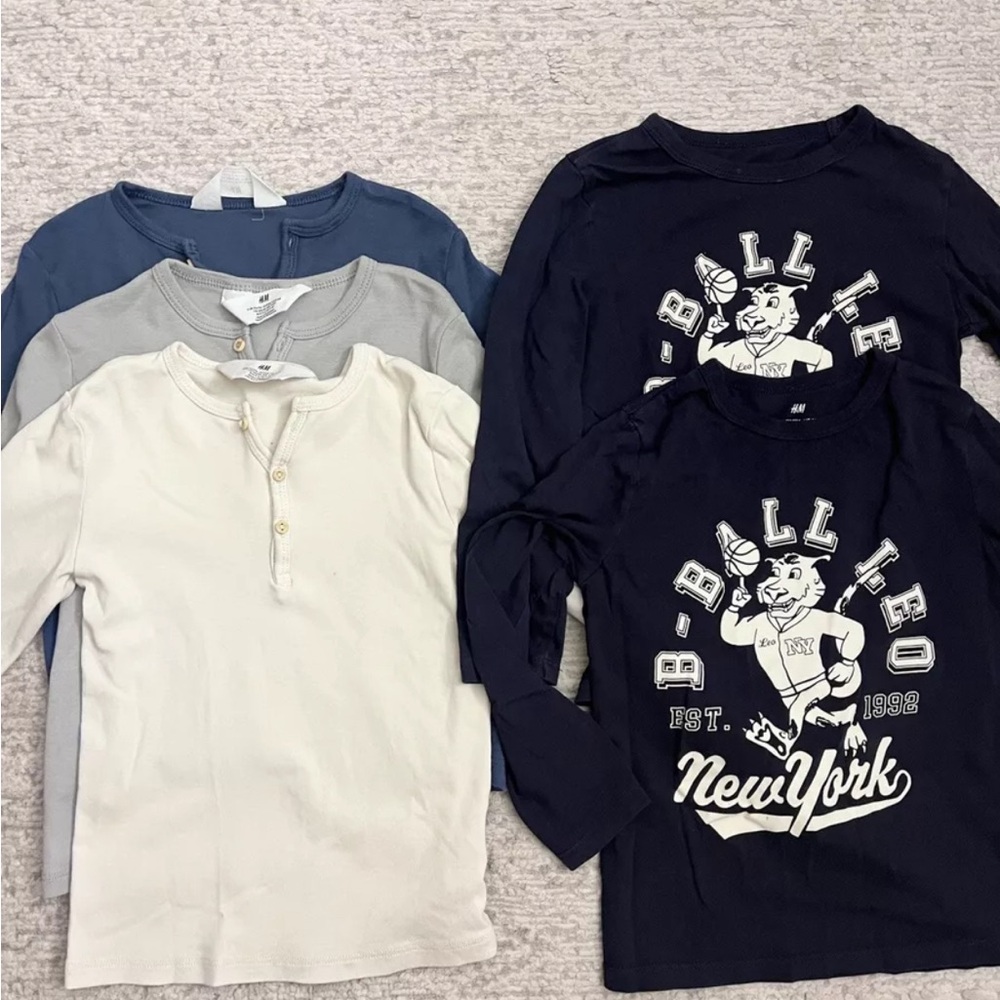 Lot Of 5 H&M Long Sleeve Cotton Shirts - size 5T/6